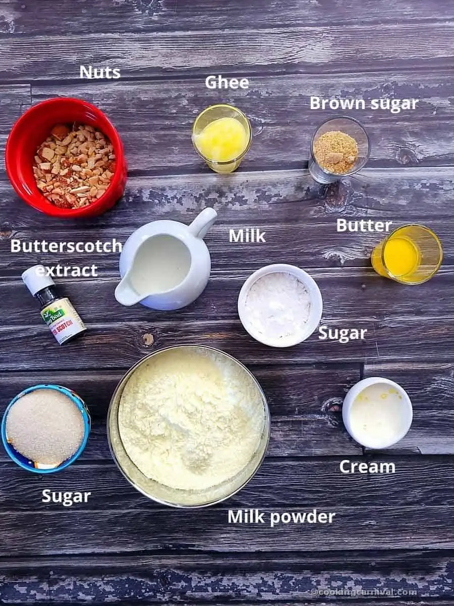 pre measured ingredients for milk powder burfi