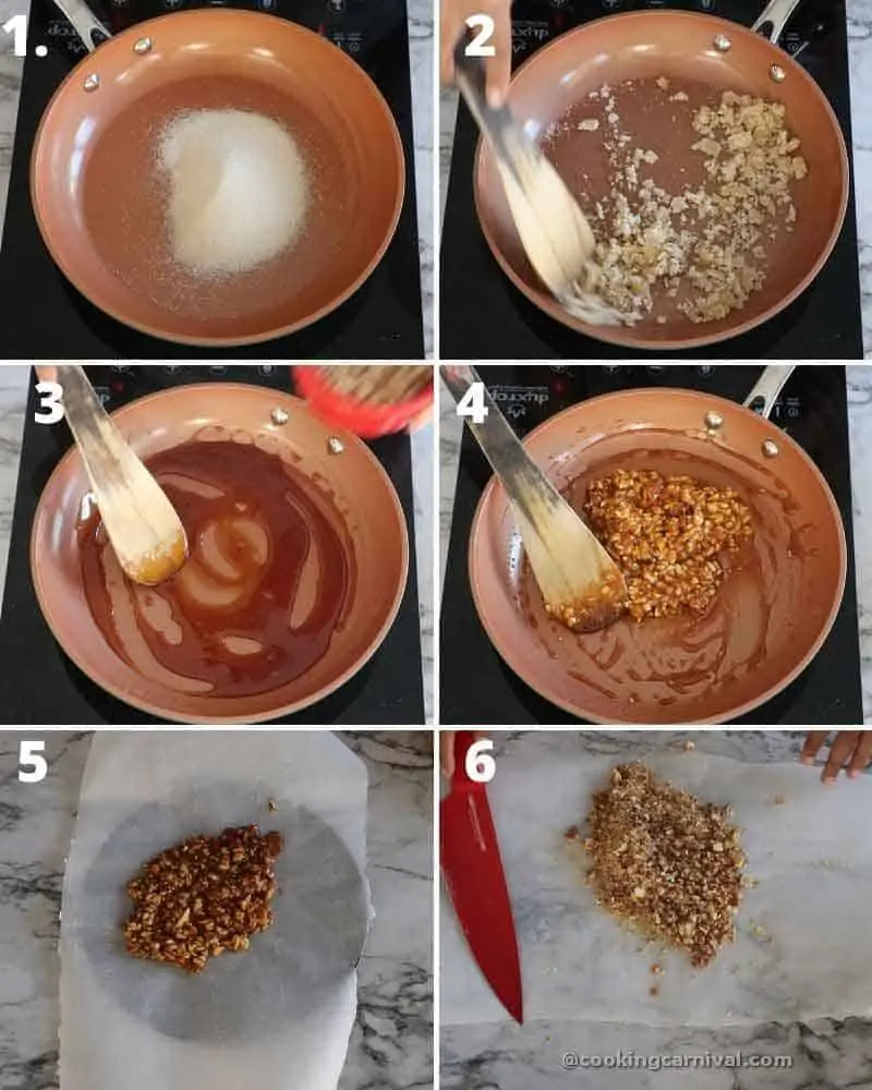 collage of making praline