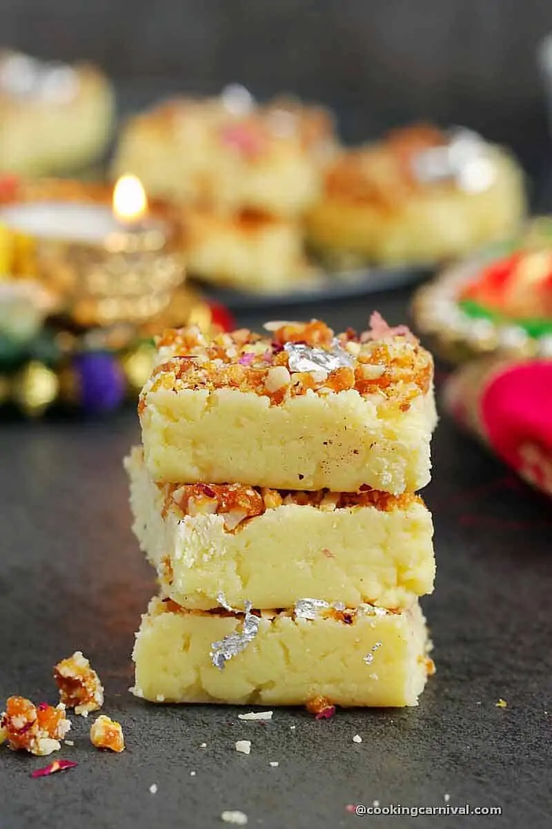 stack of butterscotch burfi