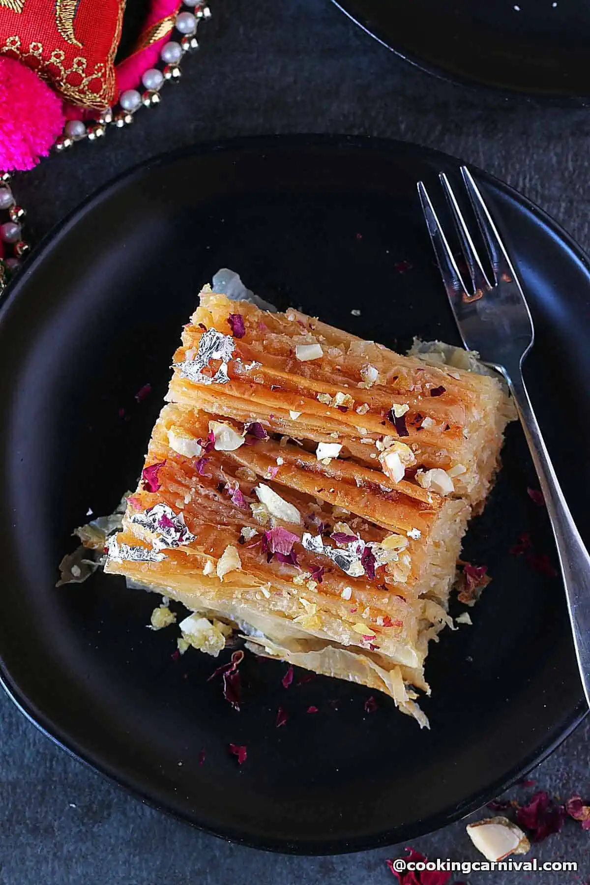 Butterscotch flavored phyllo crinkle cake.