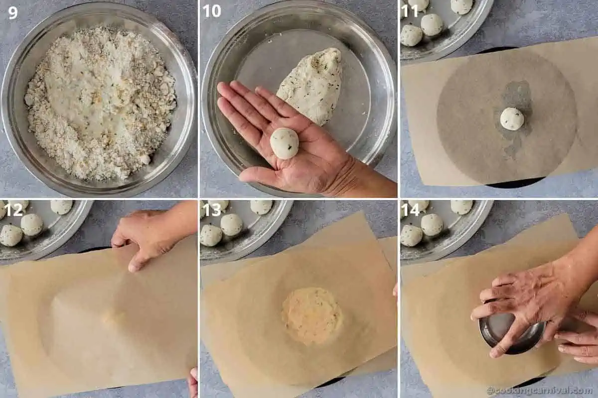 Making chekkalu dough and shaping them in disks