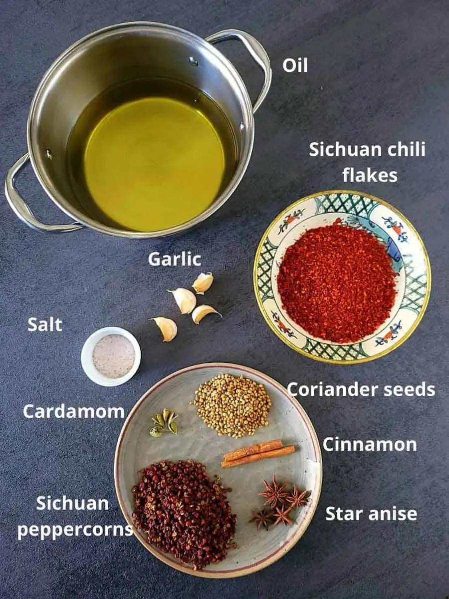 Pre-measured ingredients for Chili oil