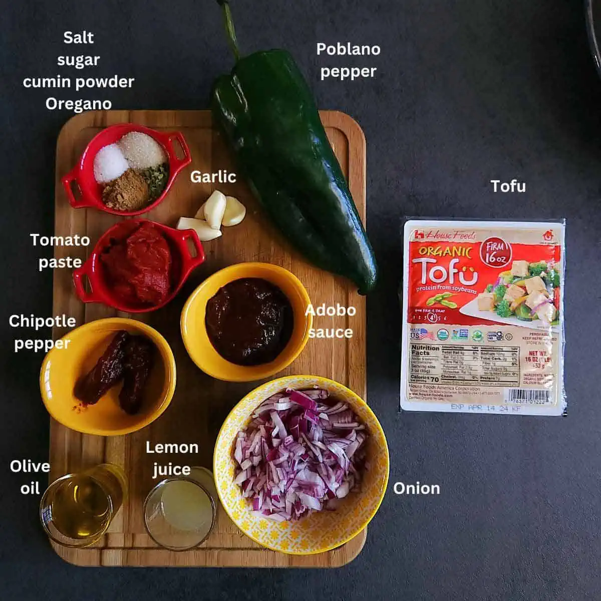 pre-measured ingredients for tofu sofritas.