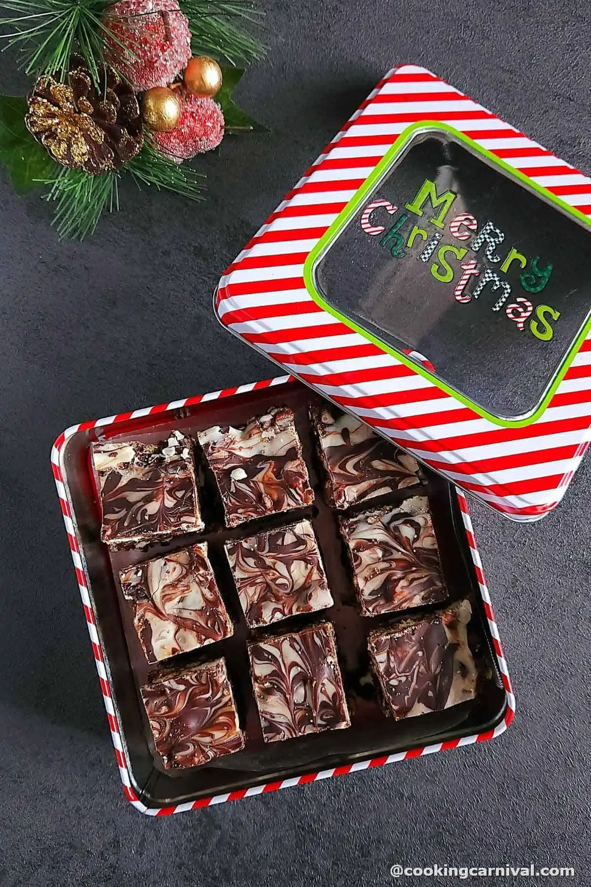 rocky road in a Christmas gift box.