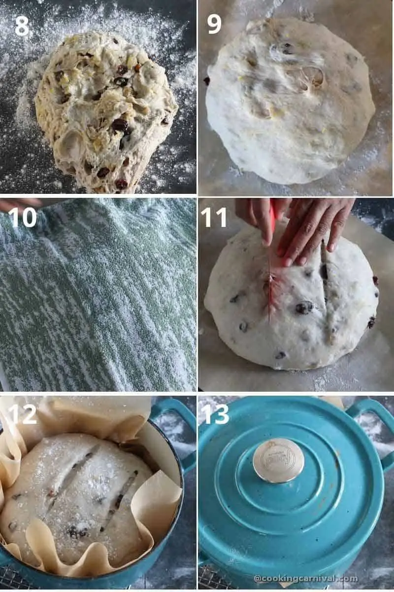 collage of shaping and baking the bread