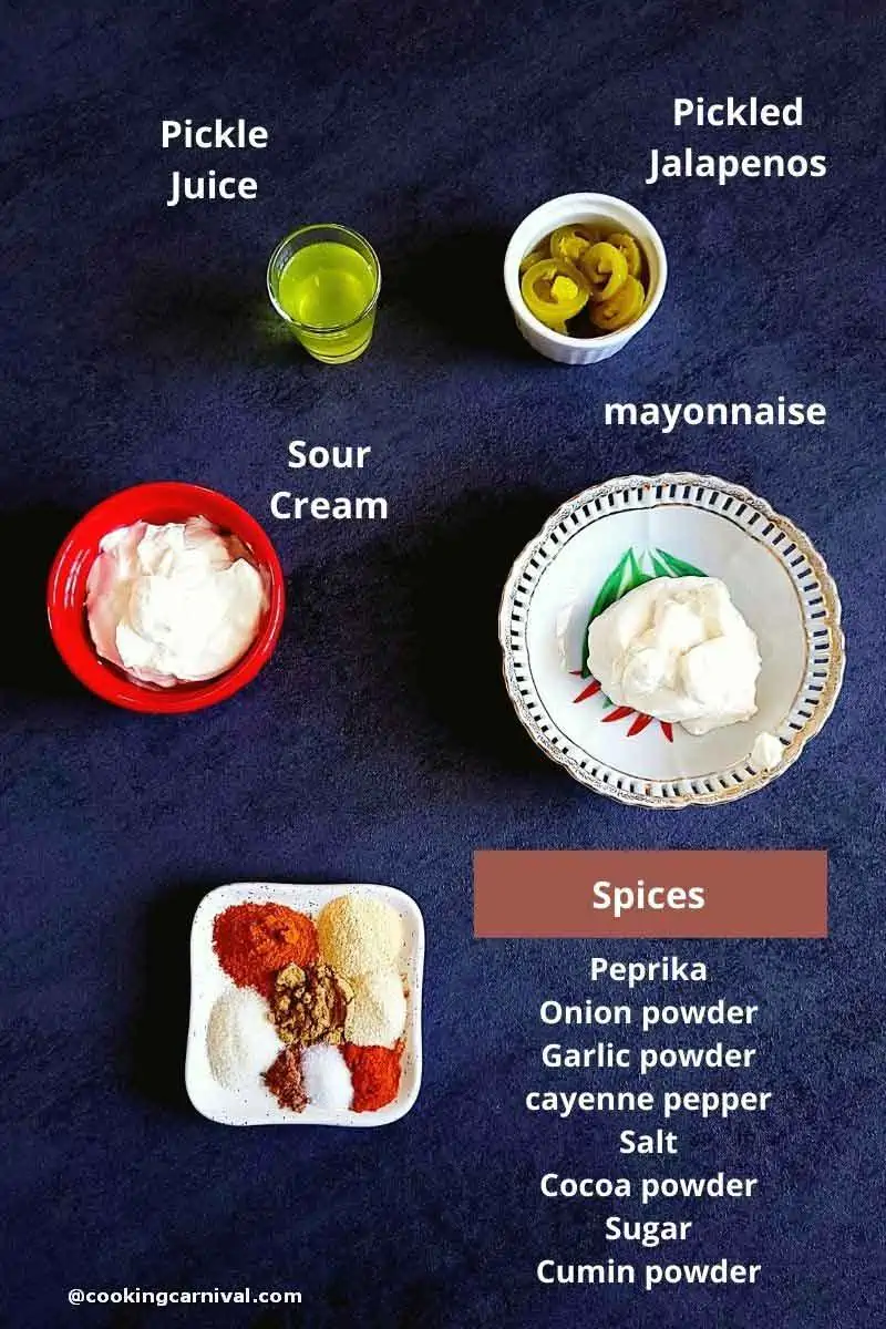 Pre measured ingredients for Creamy Jalapeno Sauce