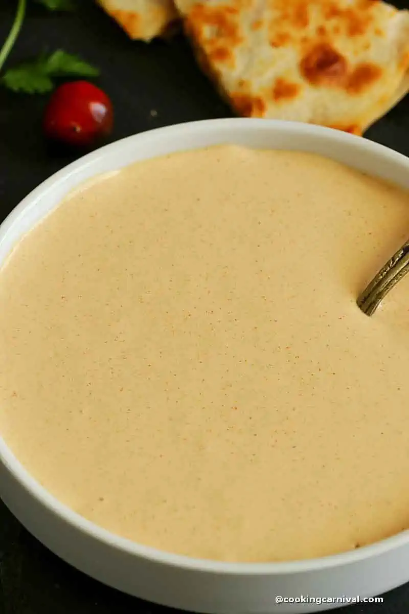 Taco bell copycat Creamy Jalapeno Sauce in a white bowl