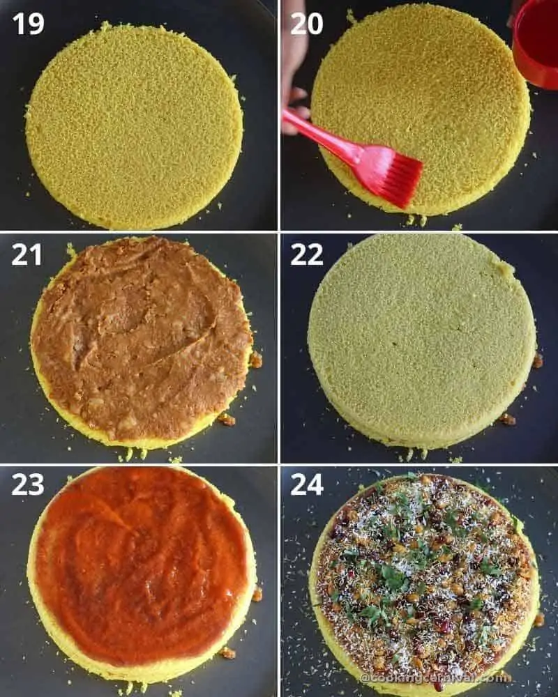 collage of assembling dhokla