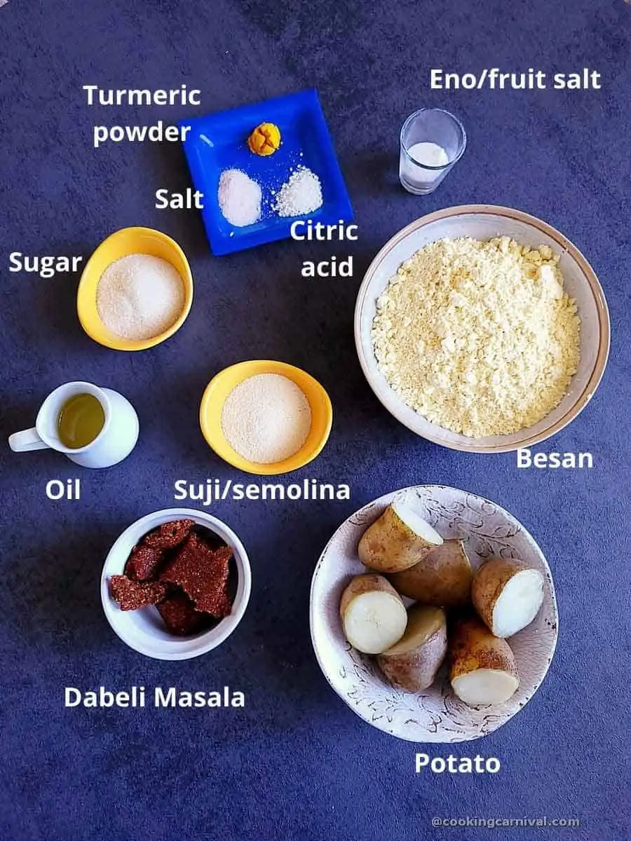 Pre-measured ingredients for dabeli dhokla