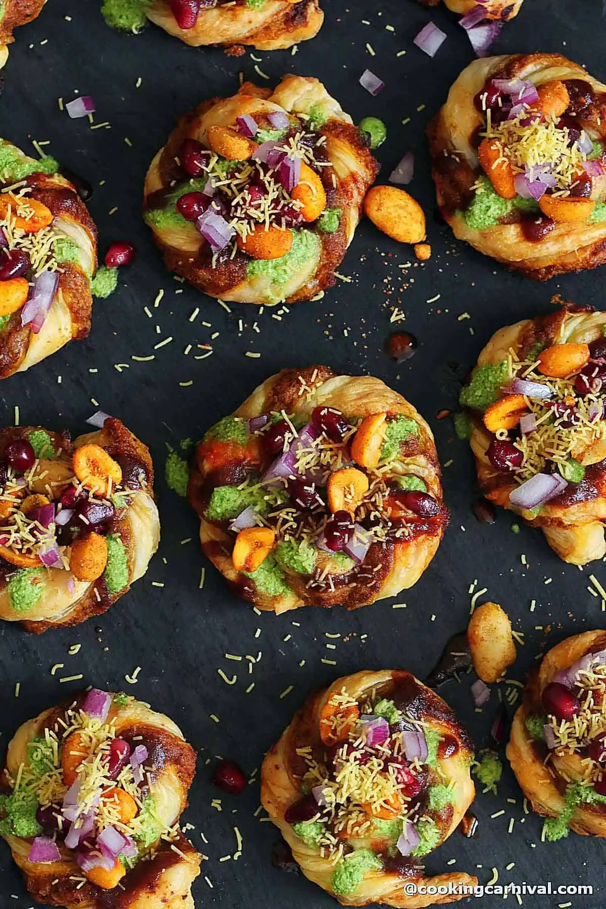 Close up image of Dabeli bites.