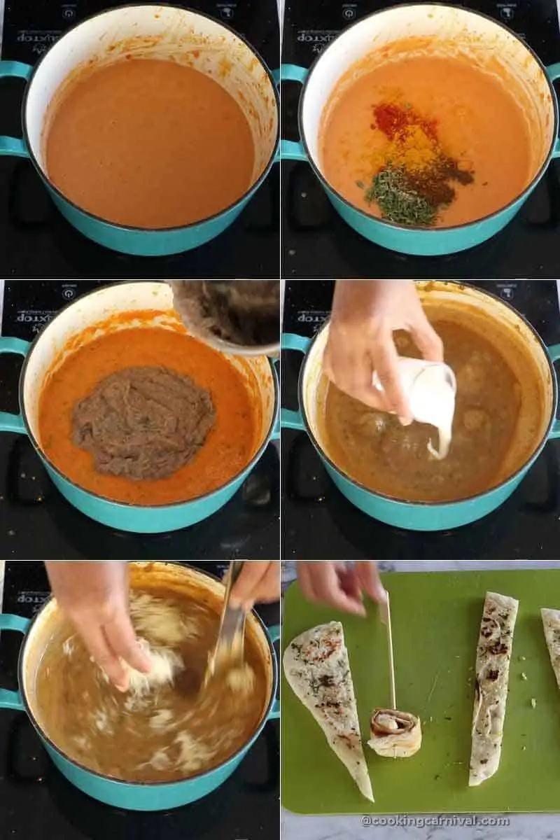 collage of making dal makhani fondue