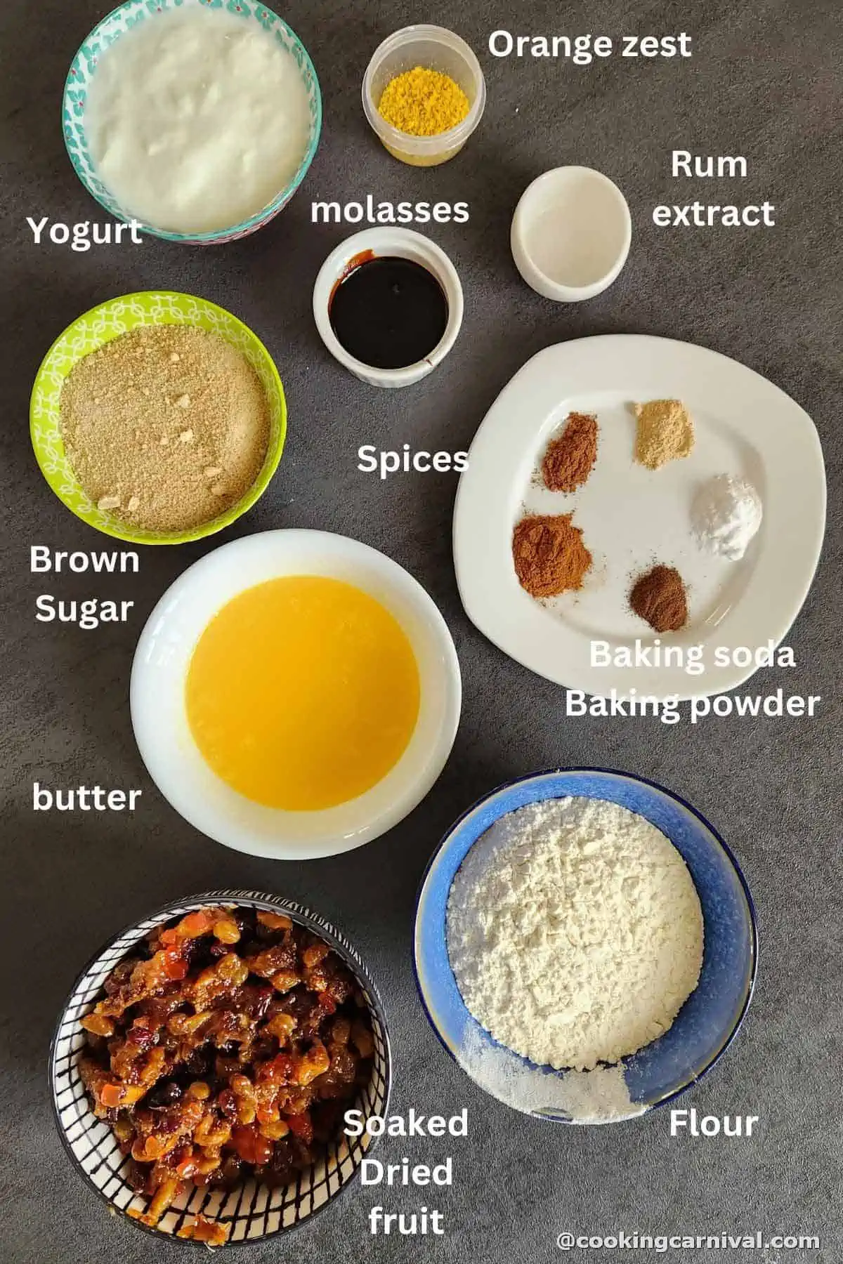 pre-measured ingredients to make Fruit cake