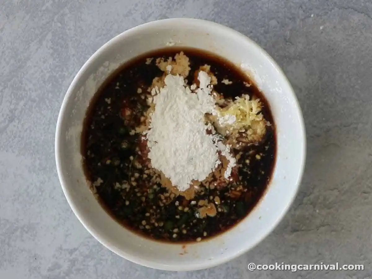 Making stir fry sauce in a bowl.