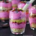 Rose falooda cake with rabdi sauce in glass