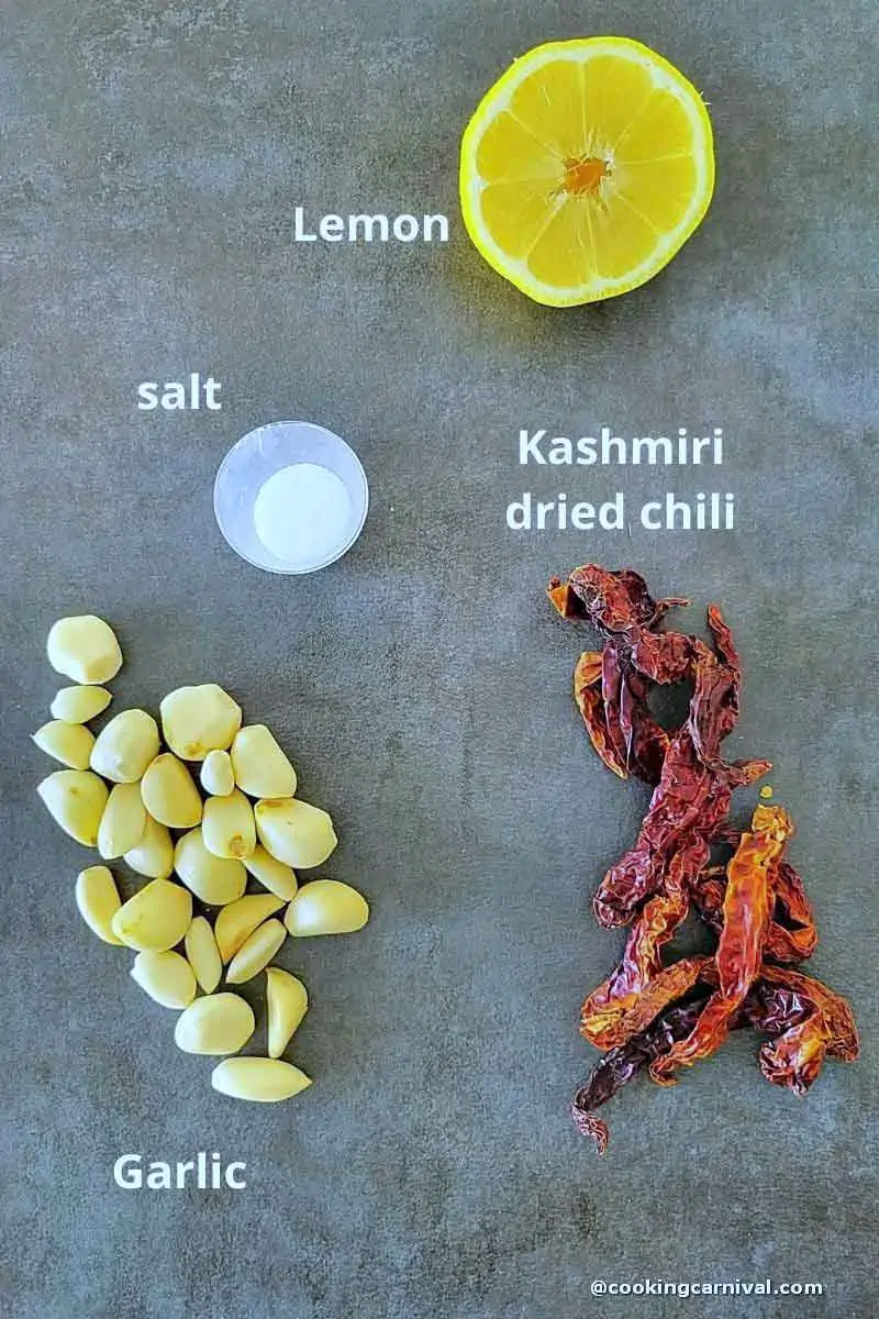 Pre-measured ingredients for Garlic chutney