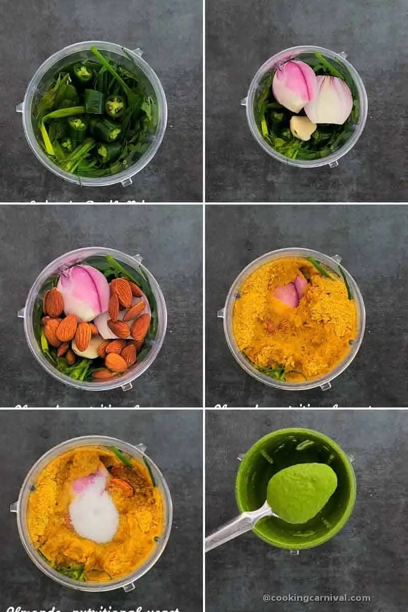 Step by step process of making green goddess salad dressing