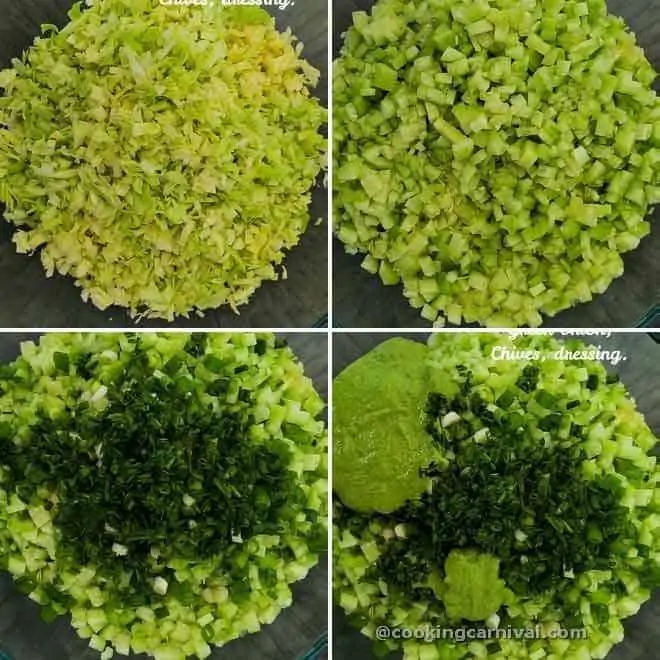 Collage of preparing green goddess dressing