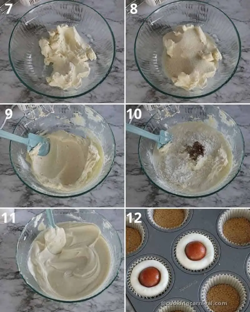 collage of making cheesecake filling