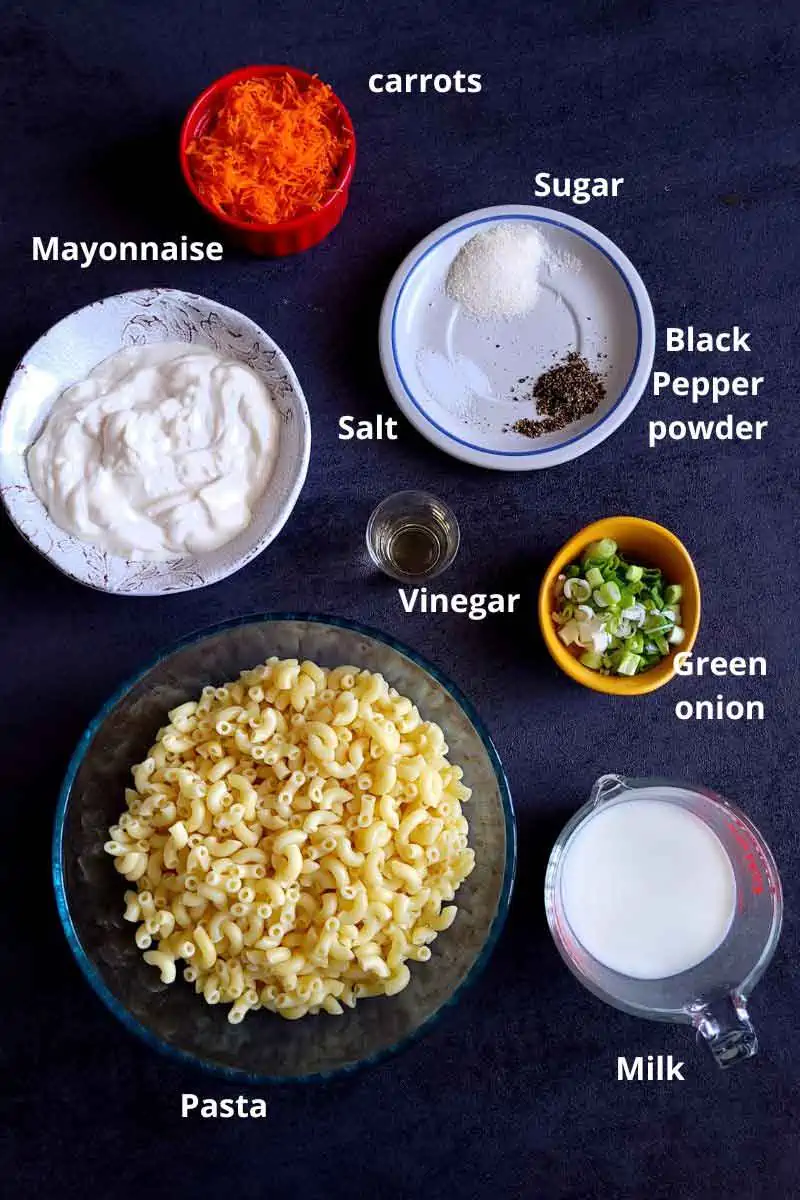 Pre measured ingredients for Hawaiian Mac Salad