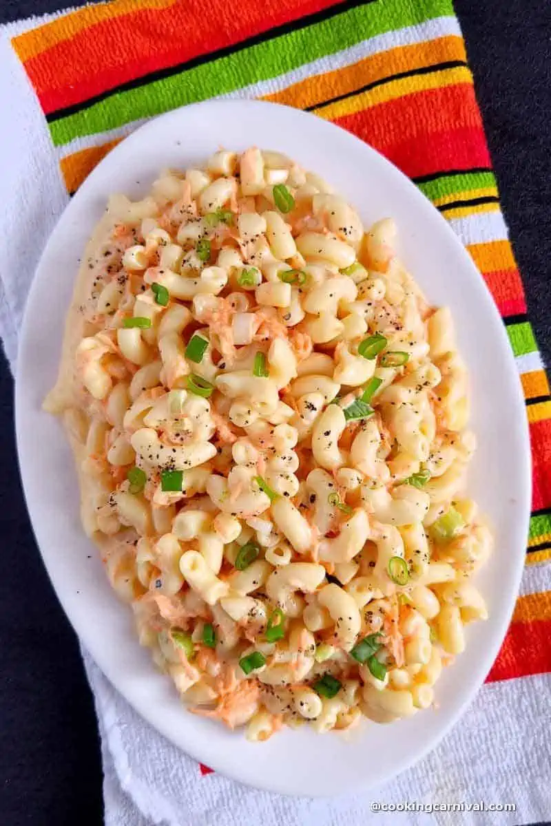 Hawaiian Macaroni Salad in a oval plate