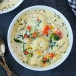 Instant Pot Vegetable Tortellini Soup in a bowl