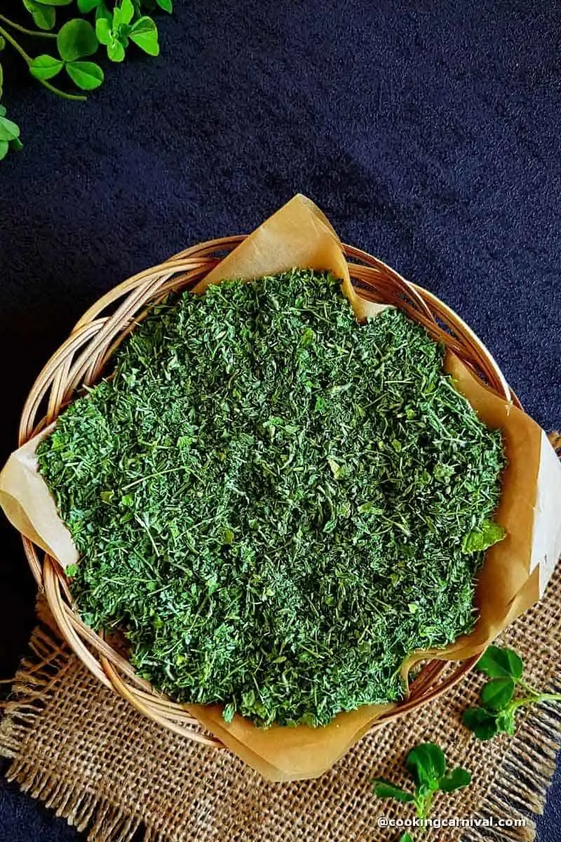 Kasuri methi in a basket