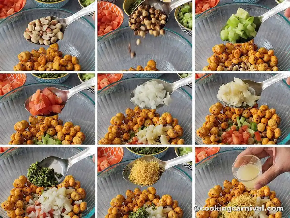 Collage of making Makhana Chaat