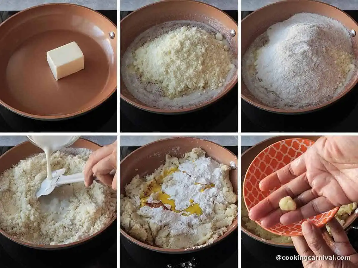 step by step process of making milk powder barfi.