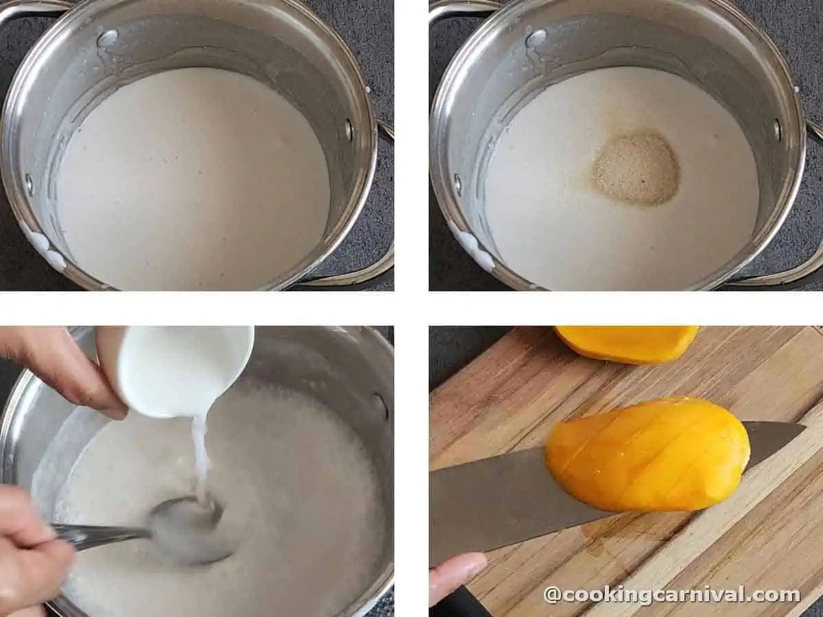 collage of making toppings for sticky rice