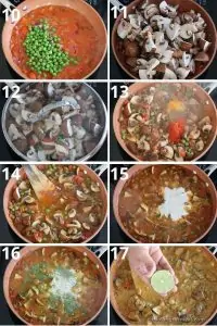 collage of making mushroom masala