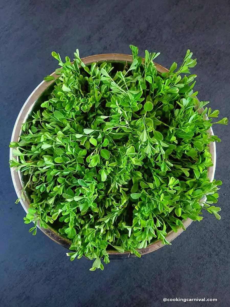 Fresh methi leaves(Fenugreek leaves) in a bowl