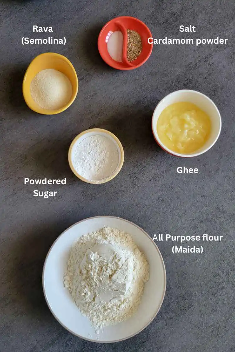 Pre-measured ingredients of nan khatai recipe