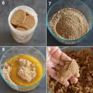 Collage of no bake tart mixture