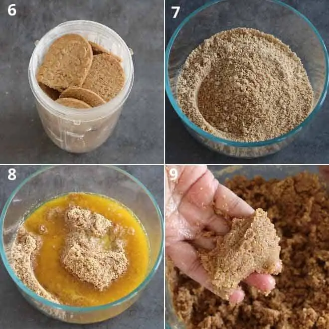 Collage of no bake tart mixture