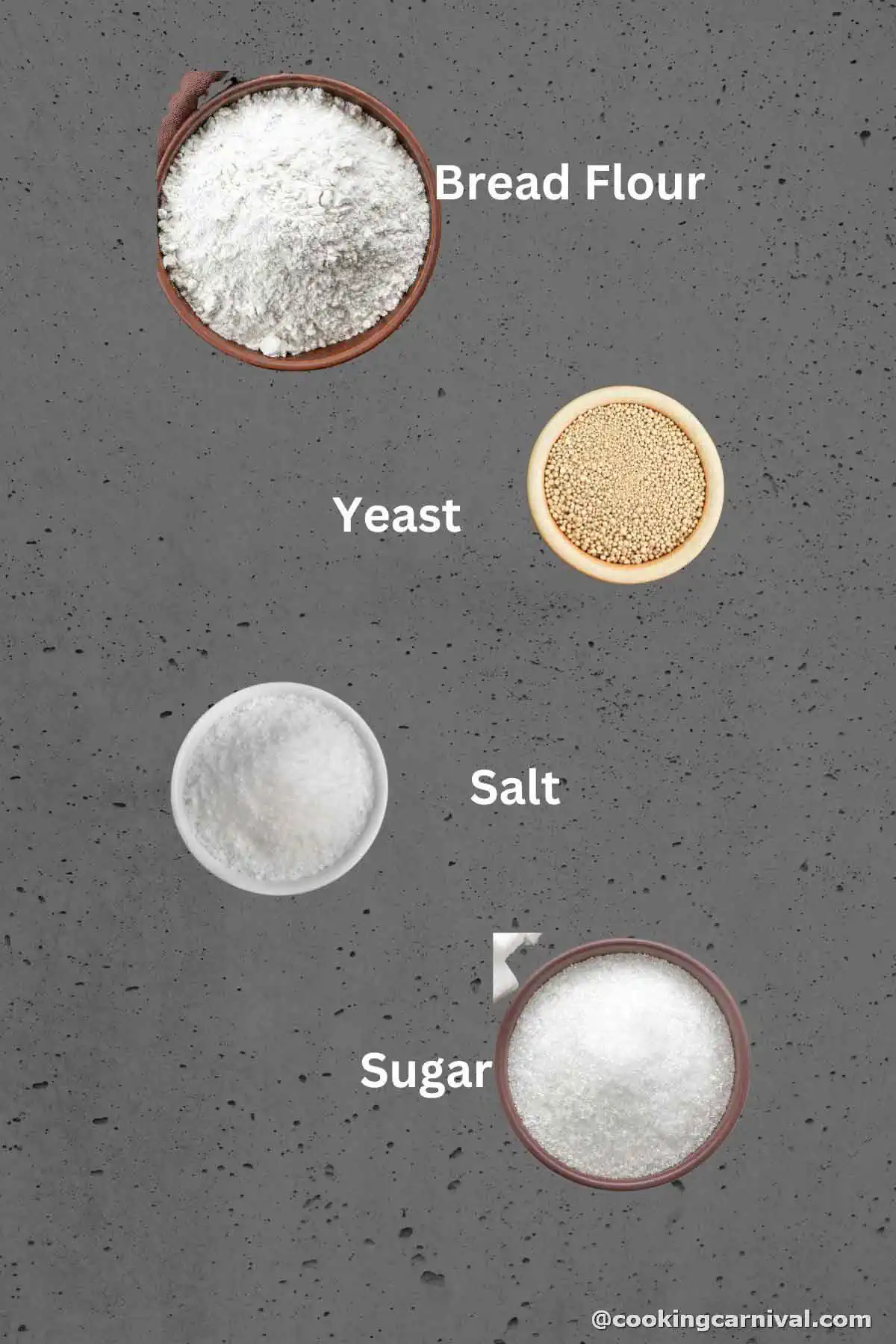 Pre-measured ingredients to make No knead bread