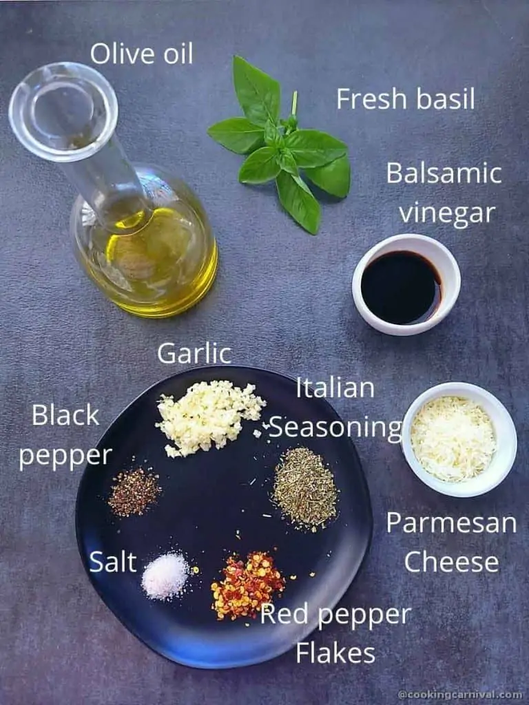 Pre measured ingredients for bread dipping oil