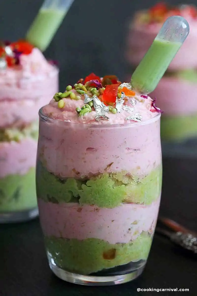 Paan tres leches cake in jar.