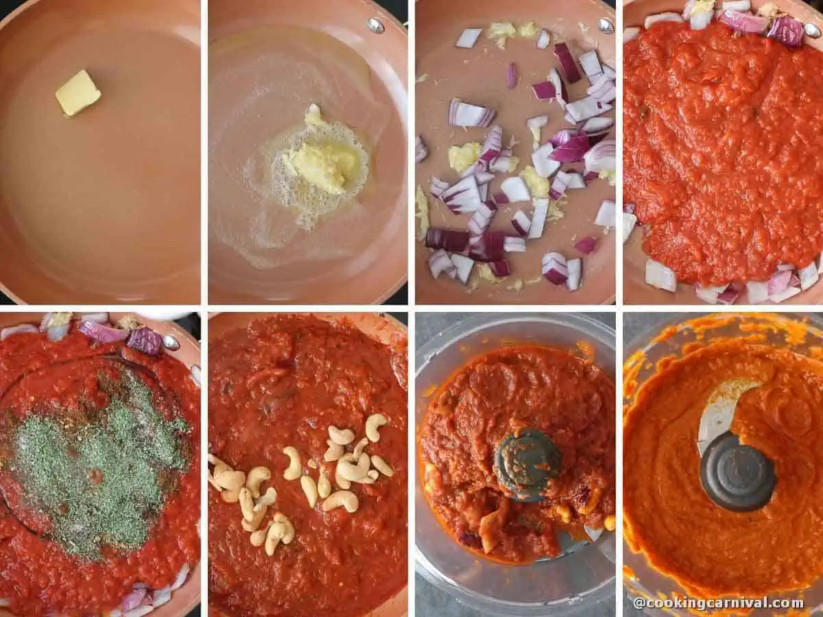 step by step process of making pizza sauce.