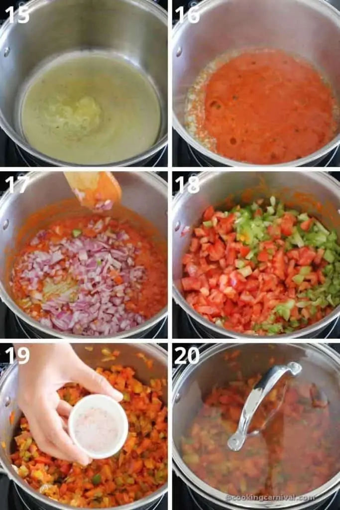 cpllage of making bhaji base