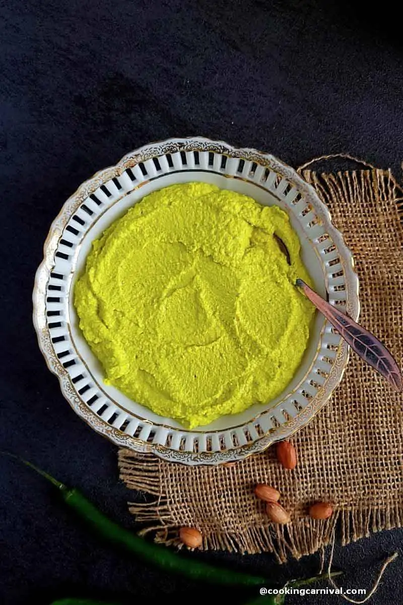 Rajkot famous gordhanbhai chutney in a bowl with spoon