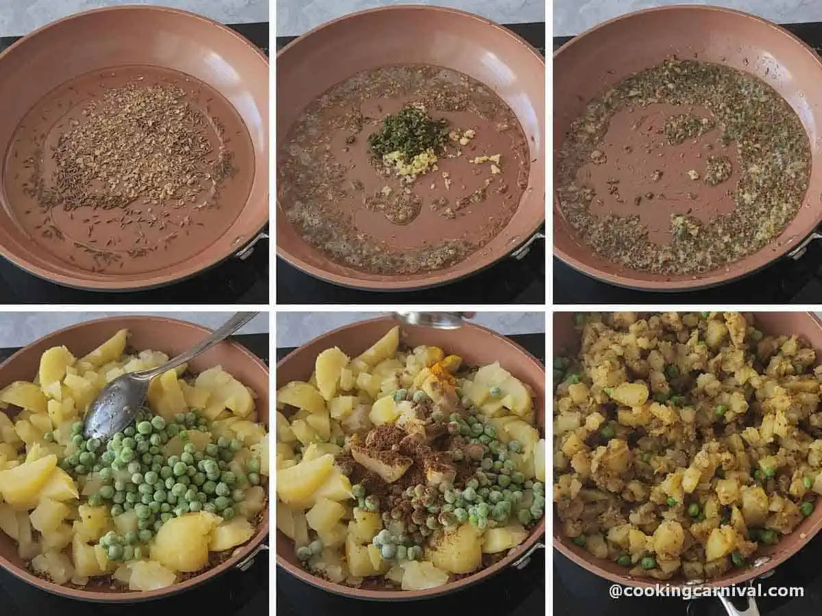 Making aloo samosa filling.