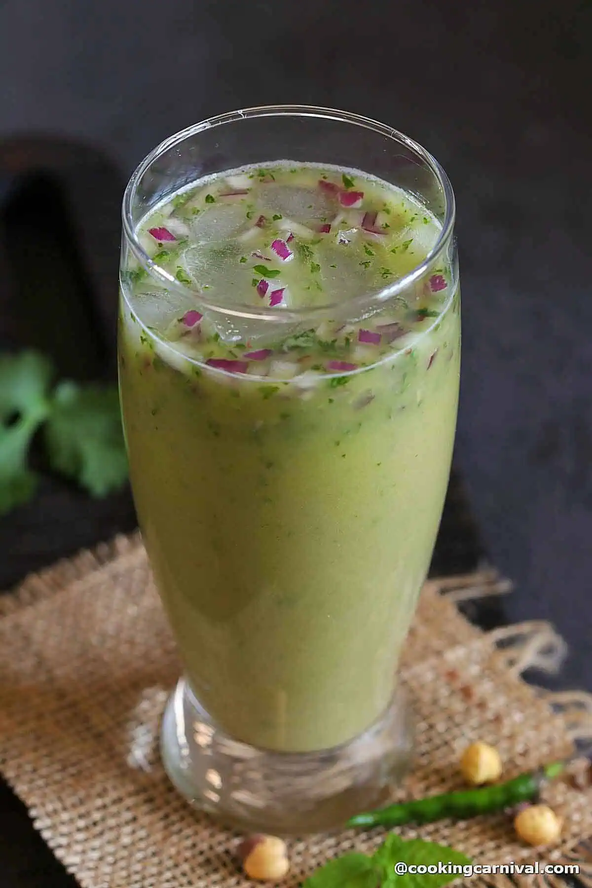 Sattu Drink served in a glass cup.