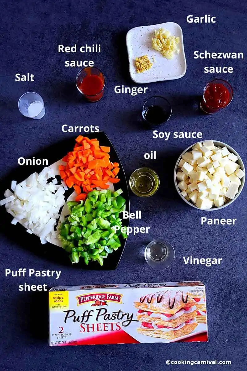 pre-measured ingredients for making paneer puff