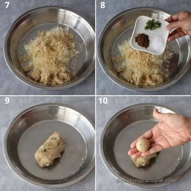 Collage of making paneer kofta.