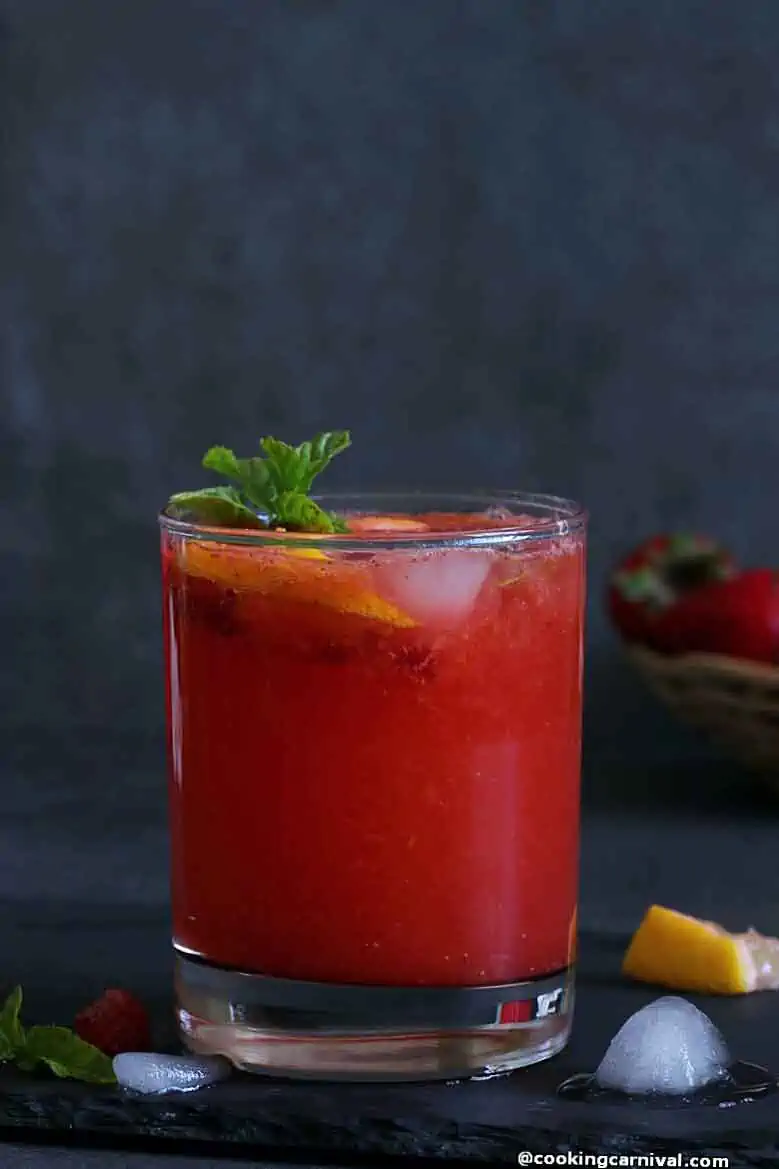 Homemade Strawberry Lemonade in glass