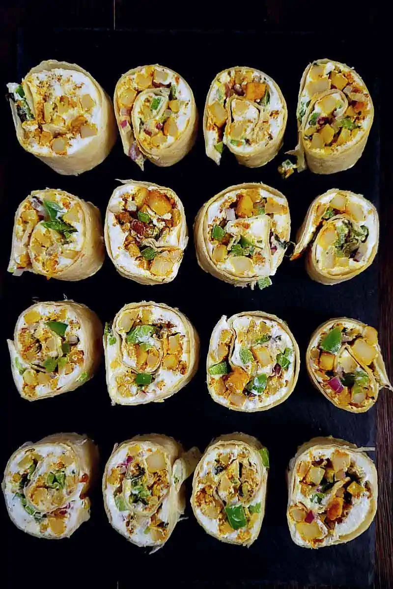 tandoori paneer pinwheels from top