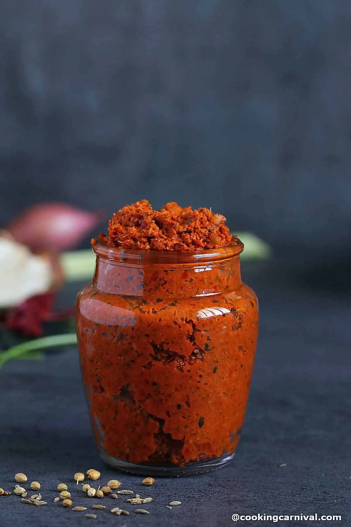 vegan panang curry paste in a jar.