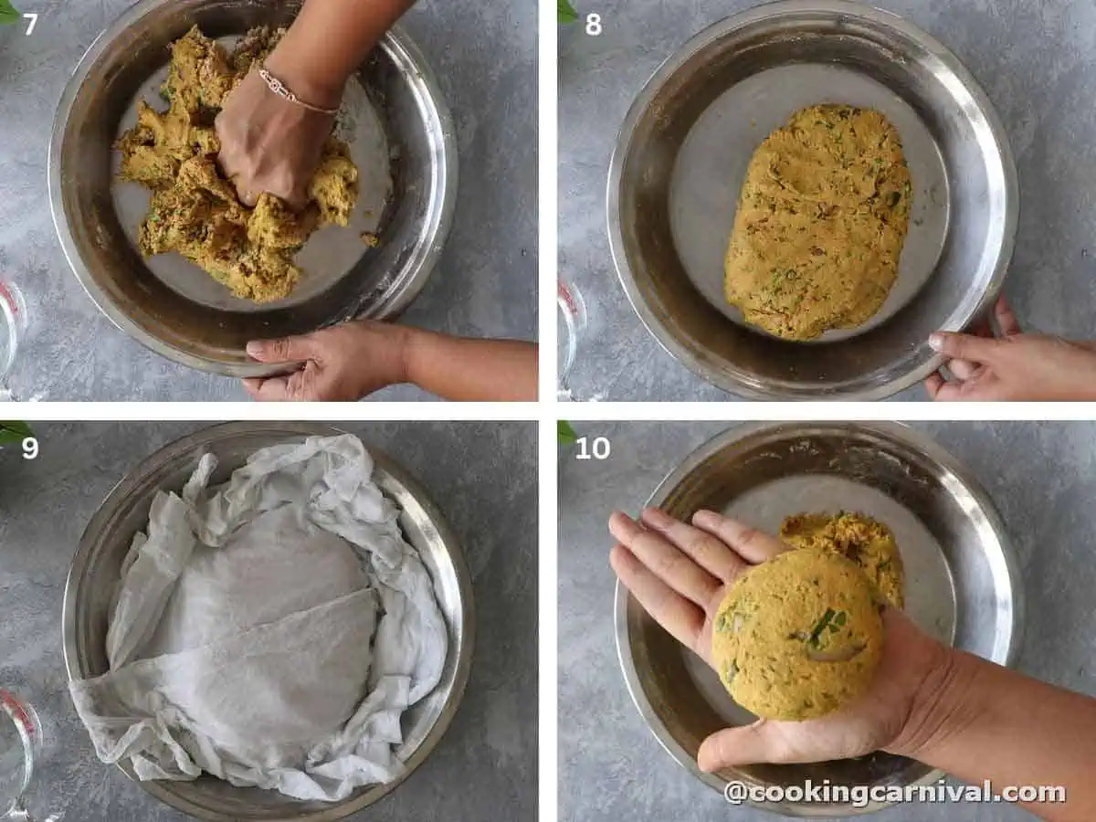 kneading thalipeeth dough