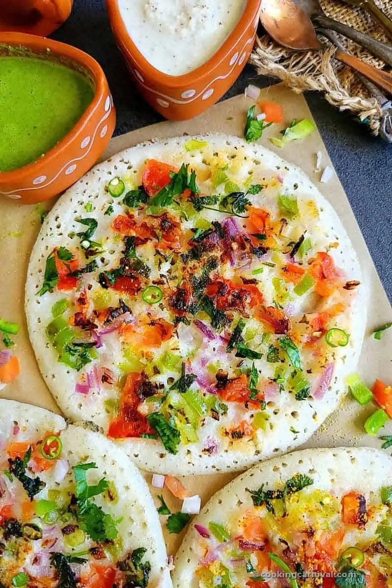 close up shot of veg Uttapam