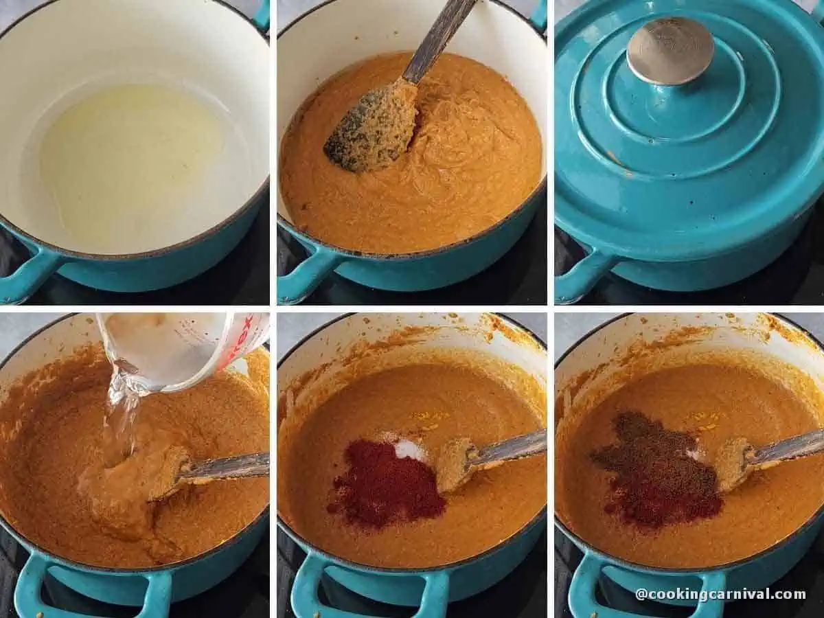 cooking north Indian gravy in a dutch oven.